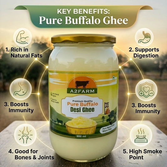Pure Desi Buffalo Ghee | Hand-Churned by Bilona Method | 450ml & 900ml