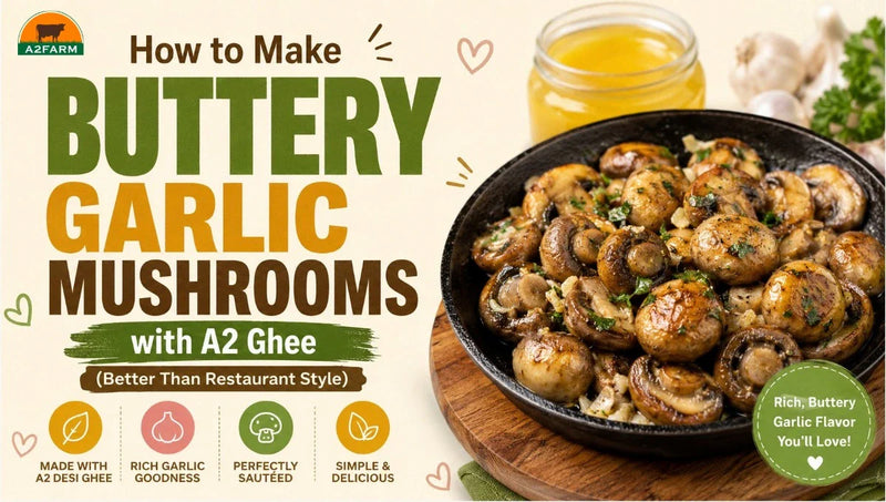How to Make Buttery Garlic Mushrooms with A2 Ghee (Better Than Restaurant Style)