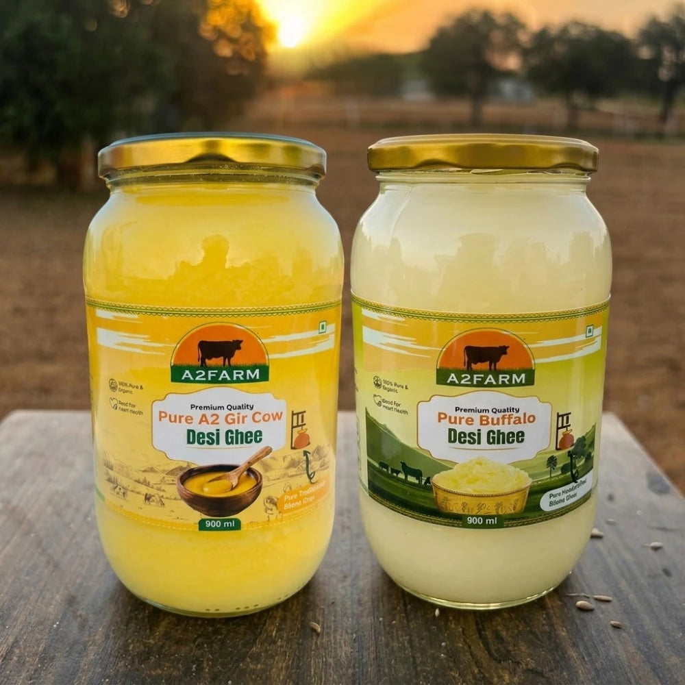 Premium A2 Gir Cow Ghee + Pure Desi Buffalo Ghee | Bilona Method | Combo Pack